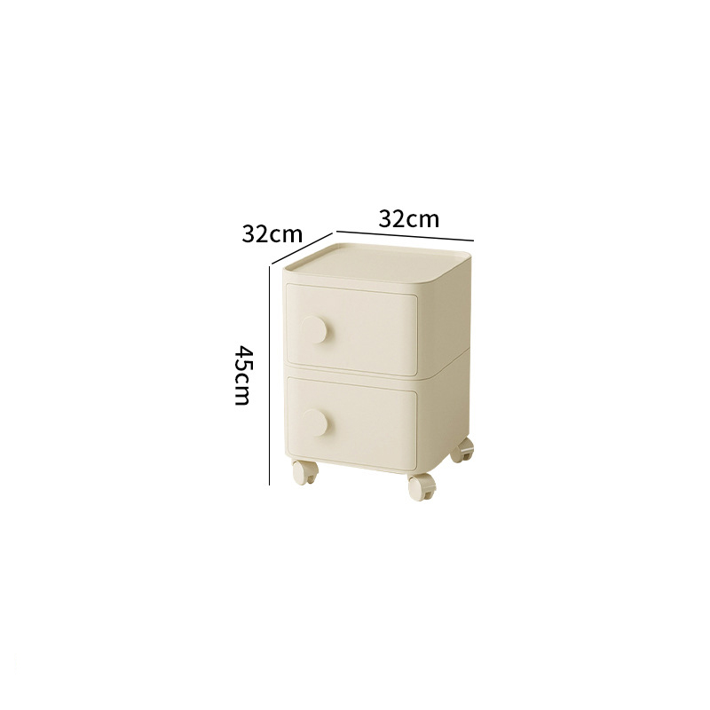 2-tier rolling cart with handle - off-white