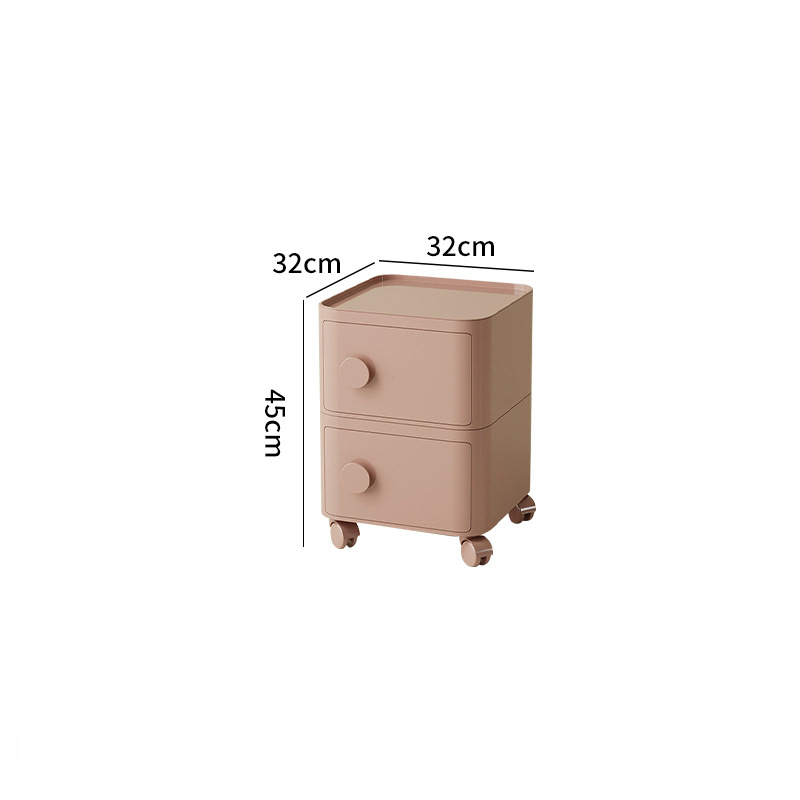 2-tier rolling cart with handle - dusty rose