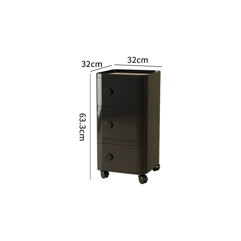 3-tier rolling cart with handle - black