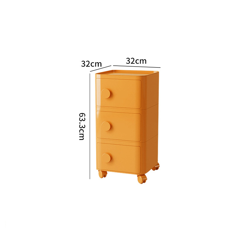 3-tier rolling cart with handle - ginger yellow