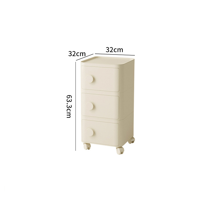 3-tier rolling cart with handle - off-white