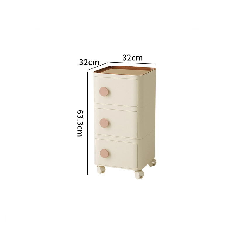 3-layer pulley with handle - off-white   pink handle   brown top cover