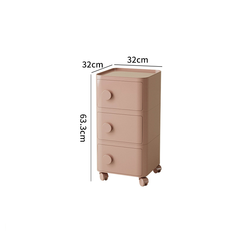 3-tier rolling cart with handle - dusty rose