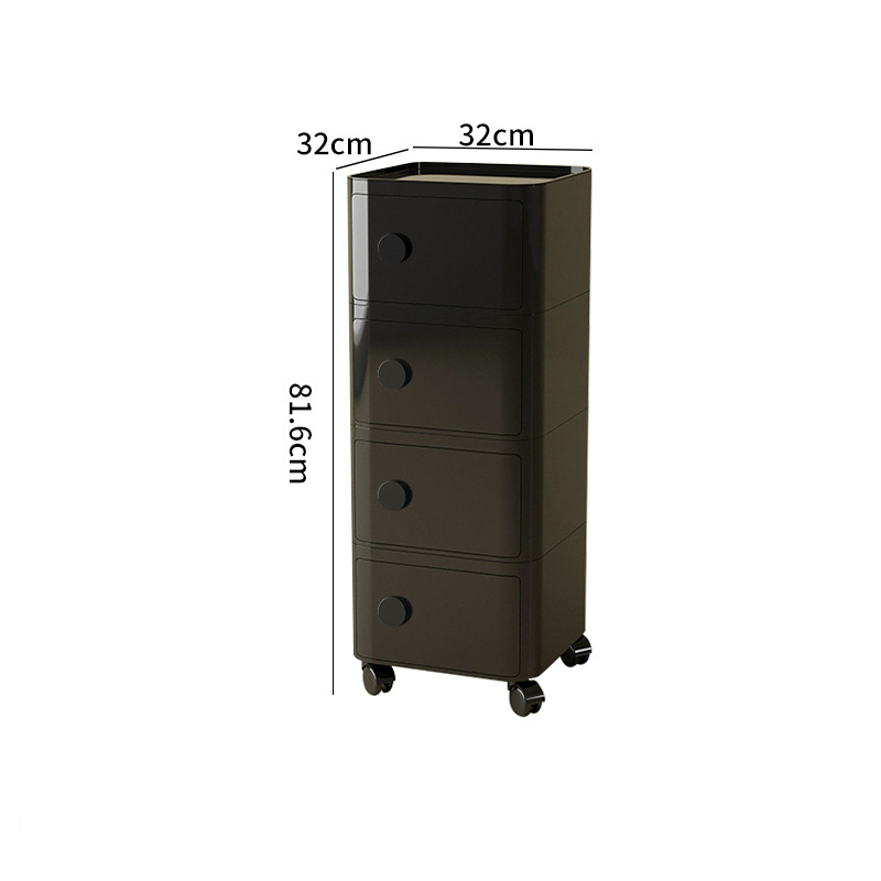 4-tier rolling cart with handle - black