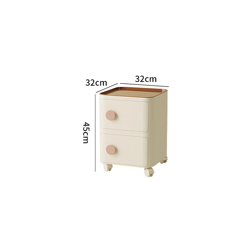 2-layer pulley with handle - off-white   pink handle   brown top cover