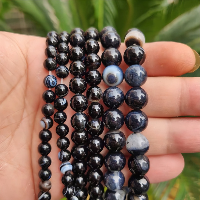 Black coffee striped agate 8mm/45pcs