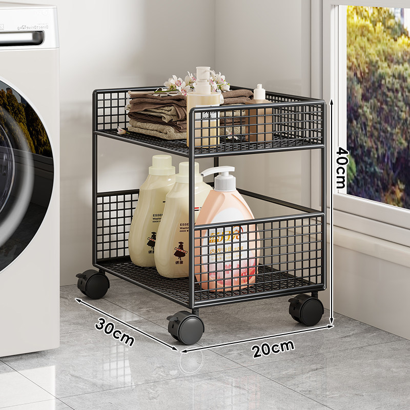 Black two-layer medium-sized rolling cart