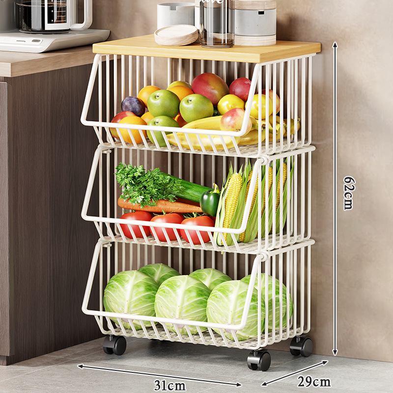 White medium - three-tier with wheels