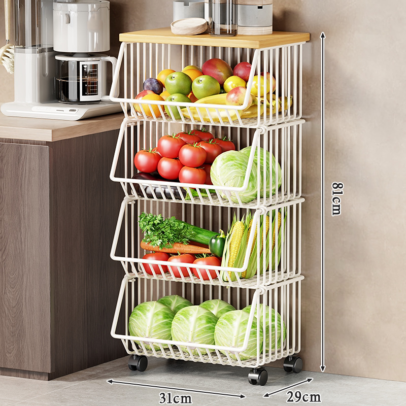White medium - four-tier rolling cart