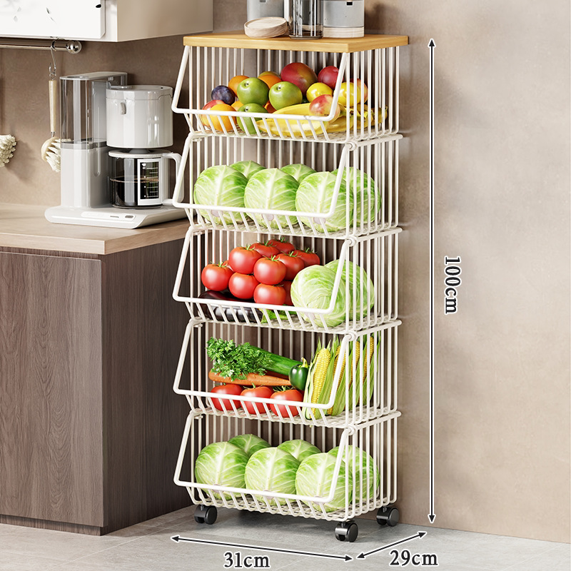 White medium - five-tier rolling cart
