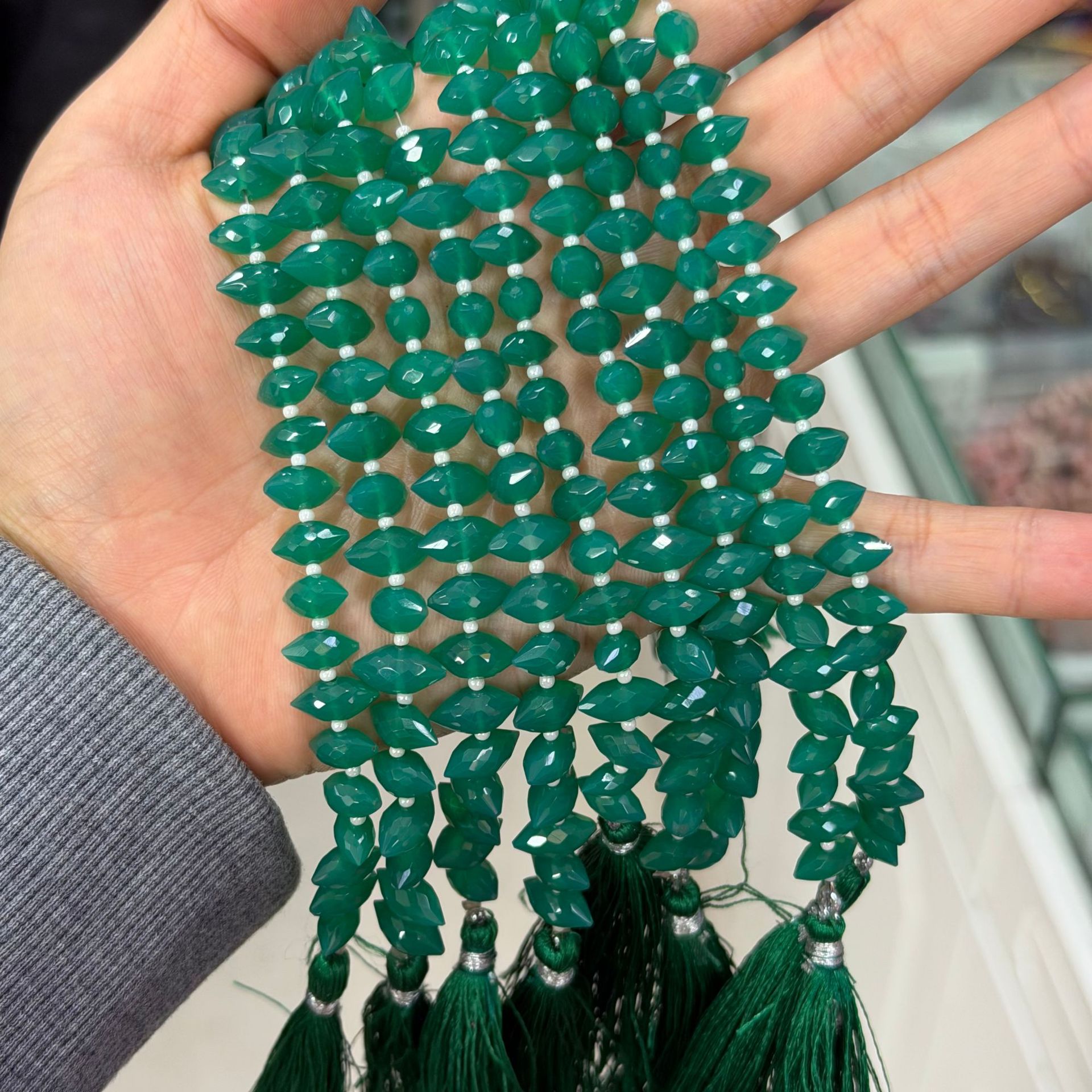 2 Green agate 11x6mm/27pcs