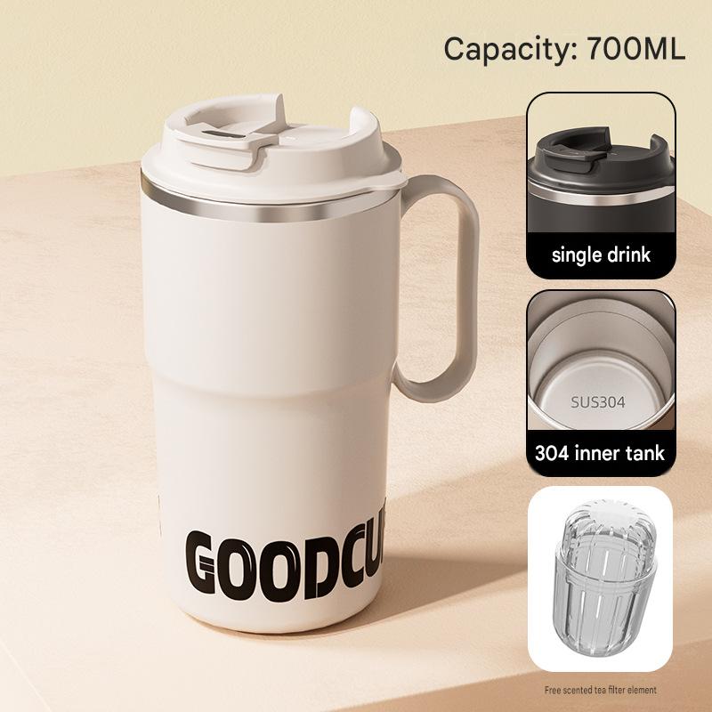 Cream white single drink [with tea compartment]