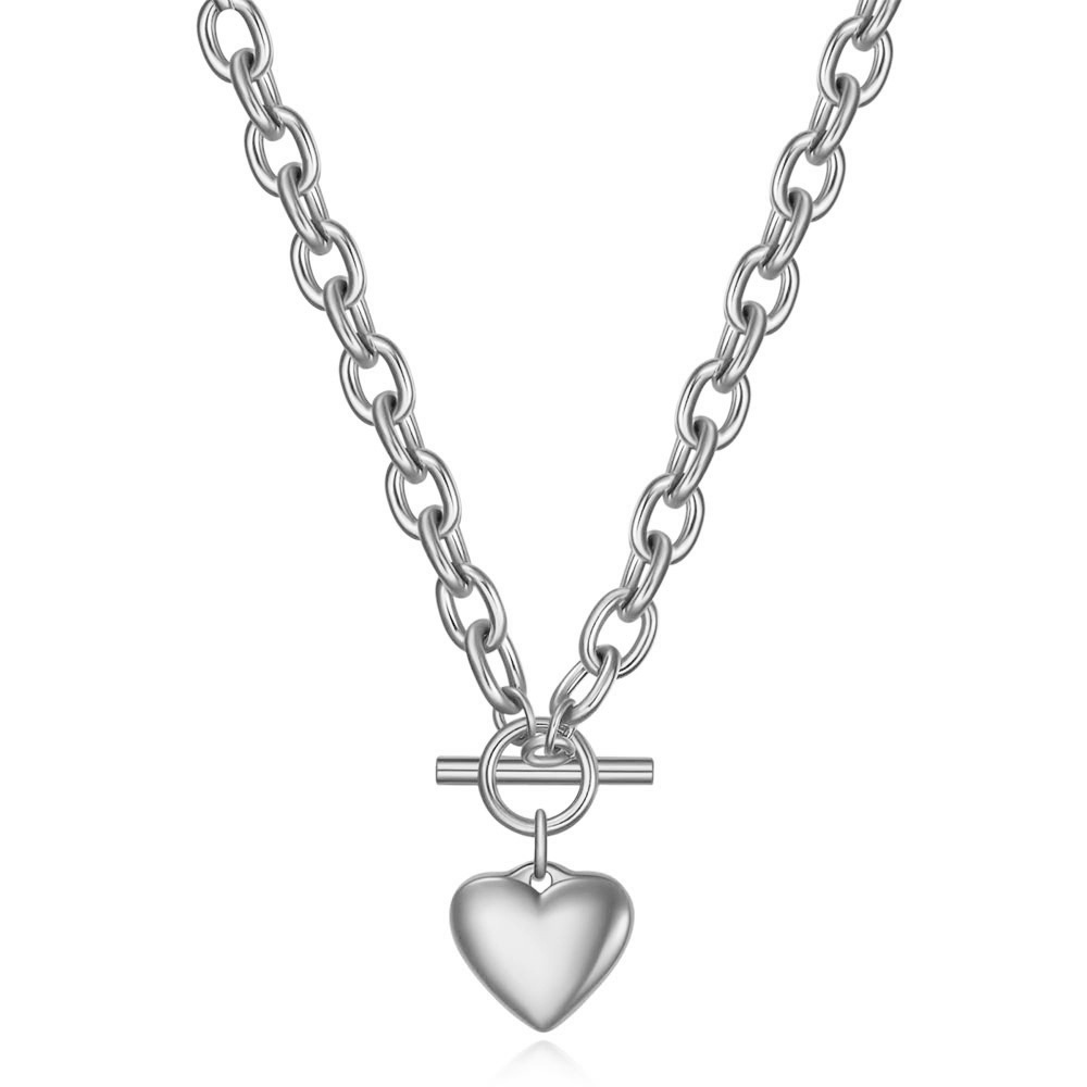 2:glossy love ot buckle necklace 50cm-steel color