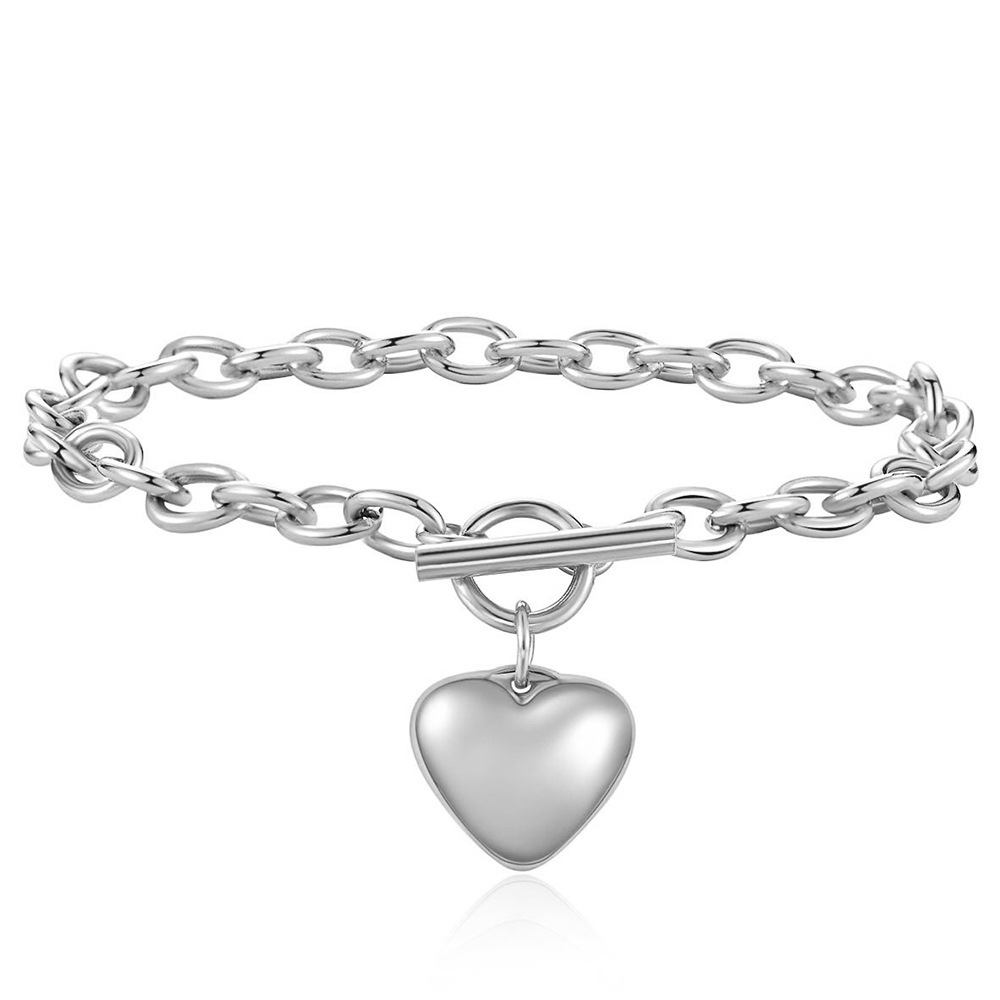 4:[bracelet 20cm] glossy love ot buckle-steel color