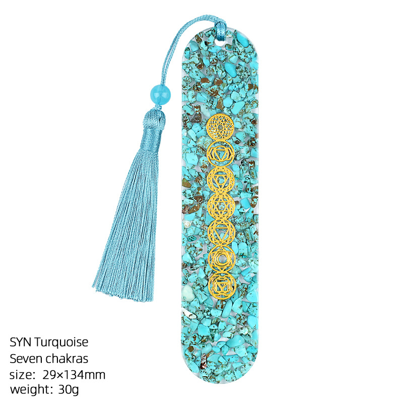 7 Blue turquoise colorful rune bookmark (artific