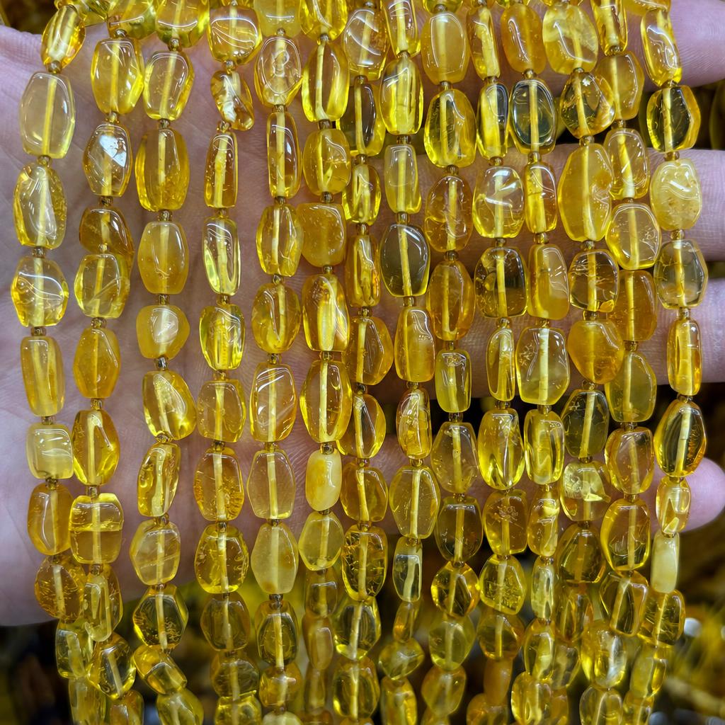 18:8x10mm amber long pieces (about 34 pieces)
