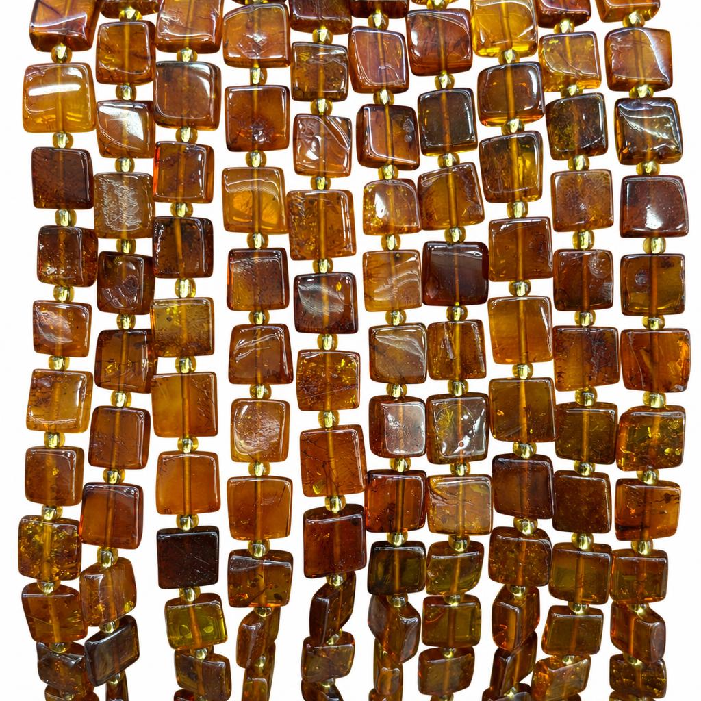 8x9mm amber square pieces (about 38 pieces)