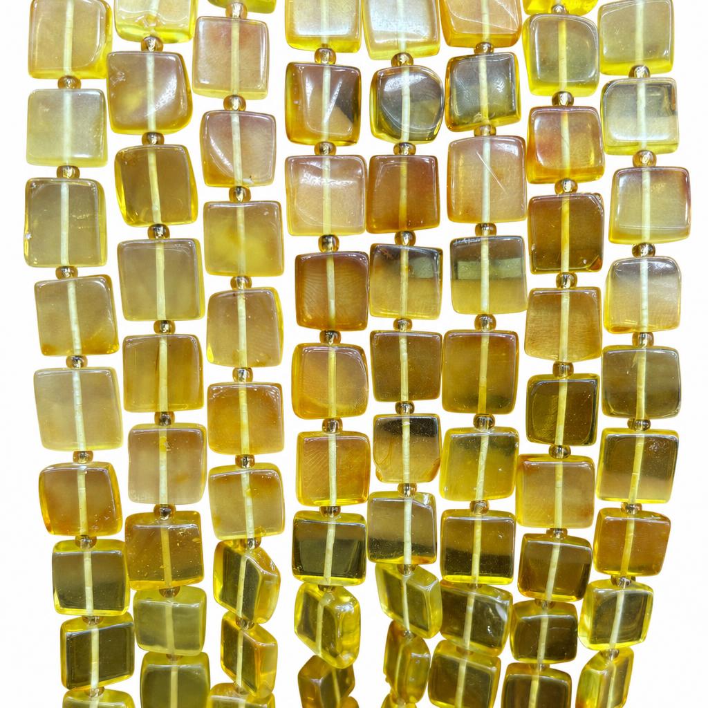 9x9mm amber square pieces (about 33 pieces)