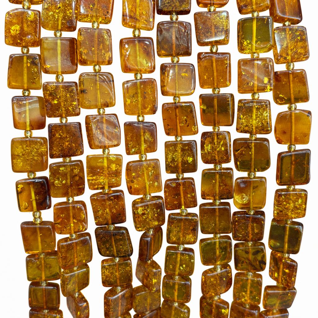 10x10mm amber square pieces 3 (about 30 pieces)