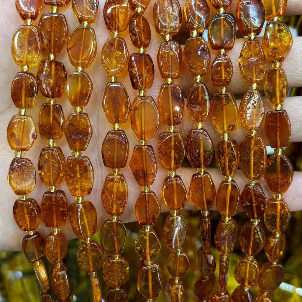 9x13mm amber rhombus pieces (about 26 pieces)