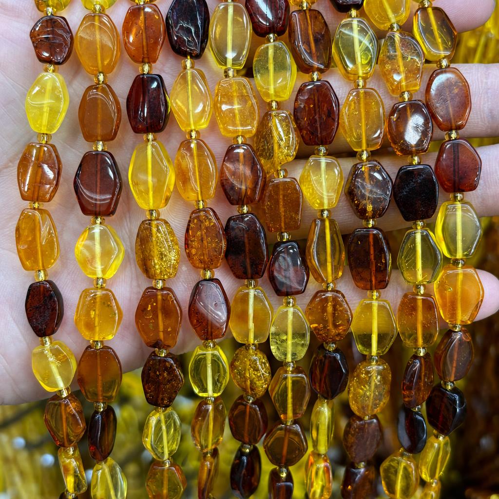9x13mm amber rhombus pieces 2 (about 26 pieces)