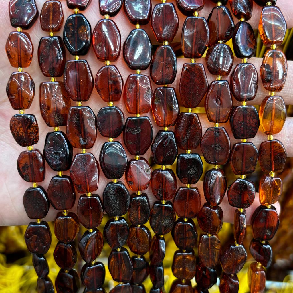 11x13mm amber rhombus pieces (about 25 pieces)