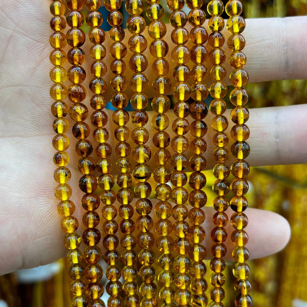 4mm amber round beads (about 88 pieces)