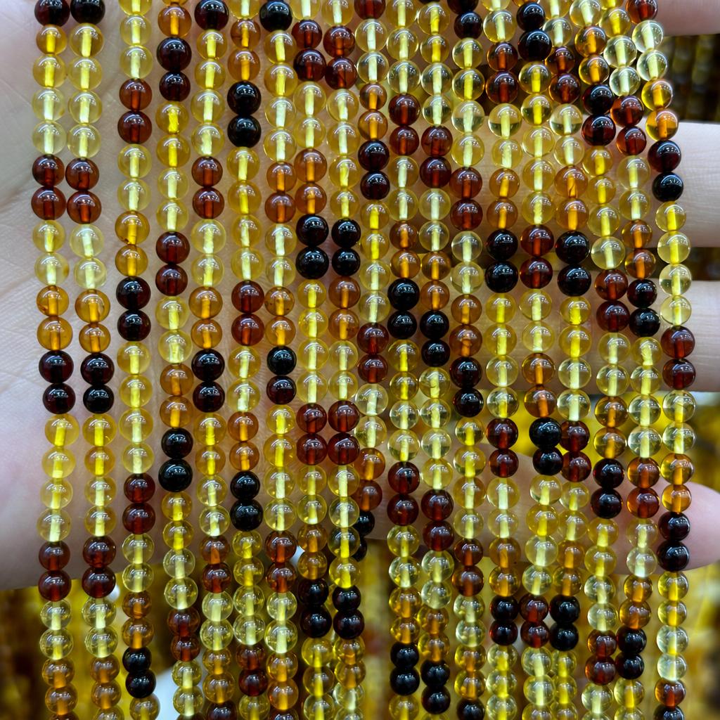 6mm amber mixed color round beads (about 68 pieces