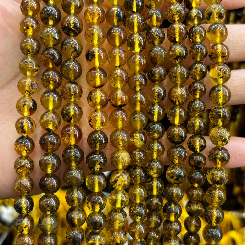 8mm amber round beads 2 (about 46 pieces)