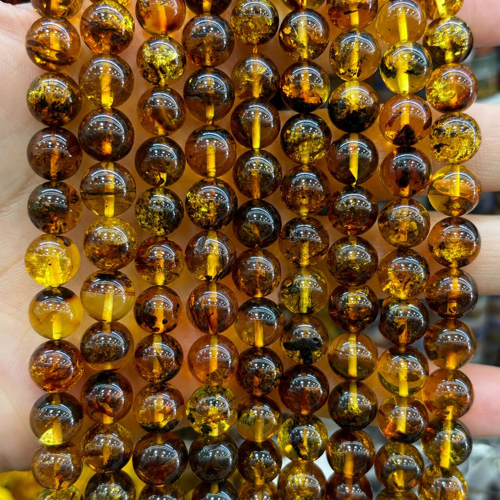 10mm amber round beads (about 40 pieces)
