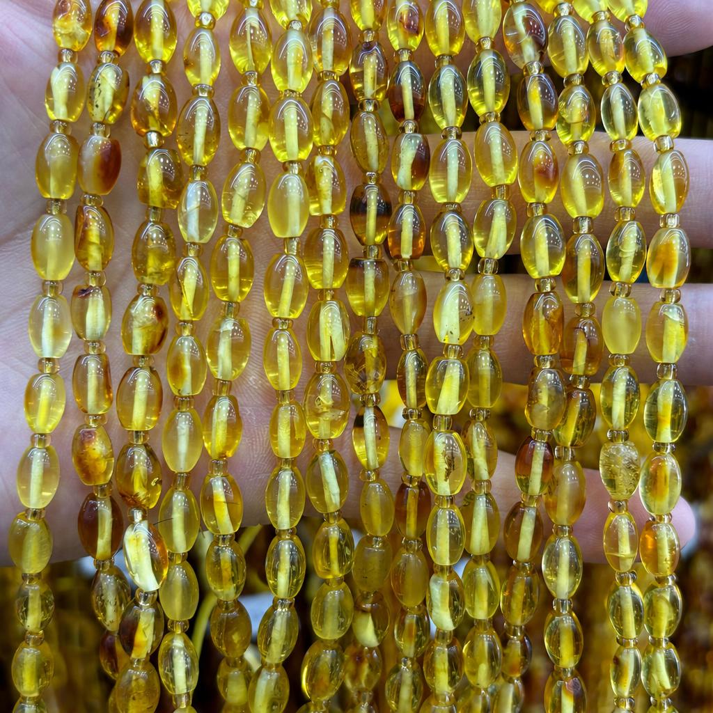 6x9mm amber rice beads (about 34 pieces)