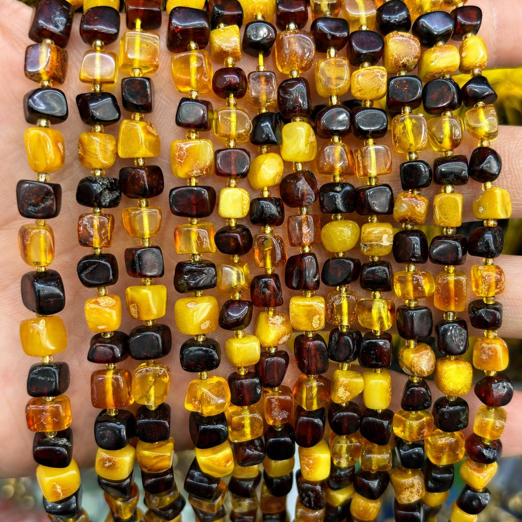 6-7mm amber square shape (about 52 pieces)