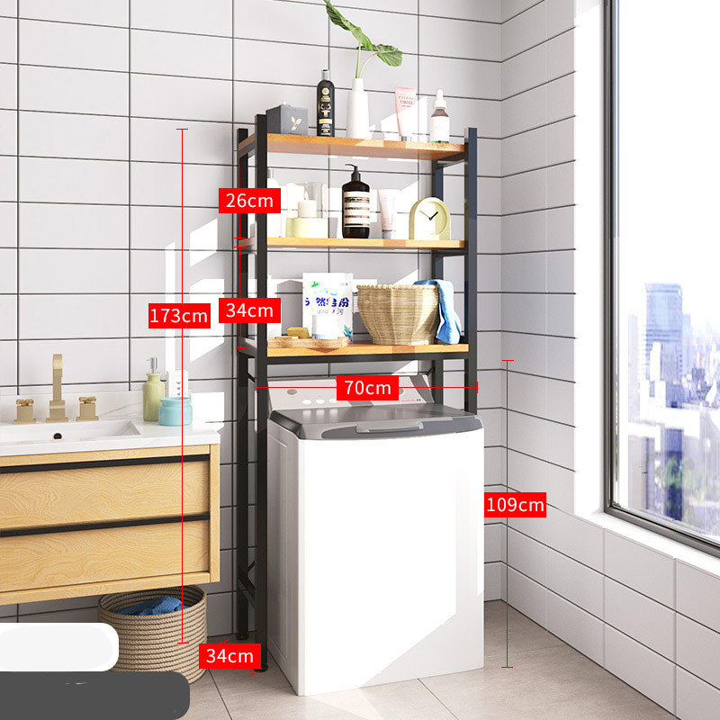 Black three-layer flip-top washing machine rack