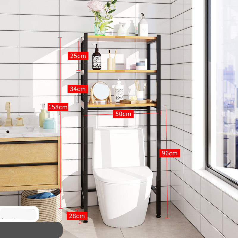 Black three-layer toilet rack