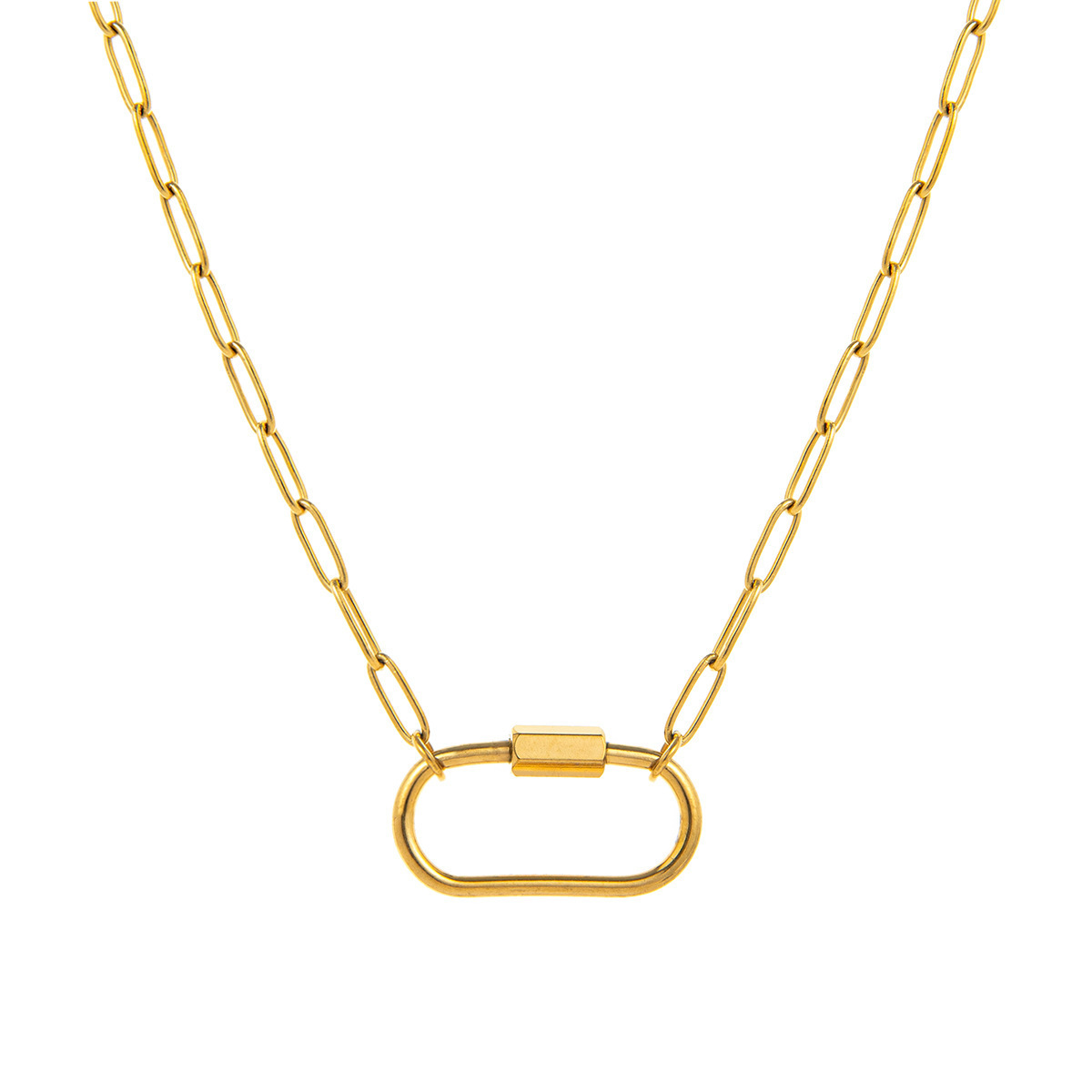 34:Paperclip large oval carabiner chain (gold)