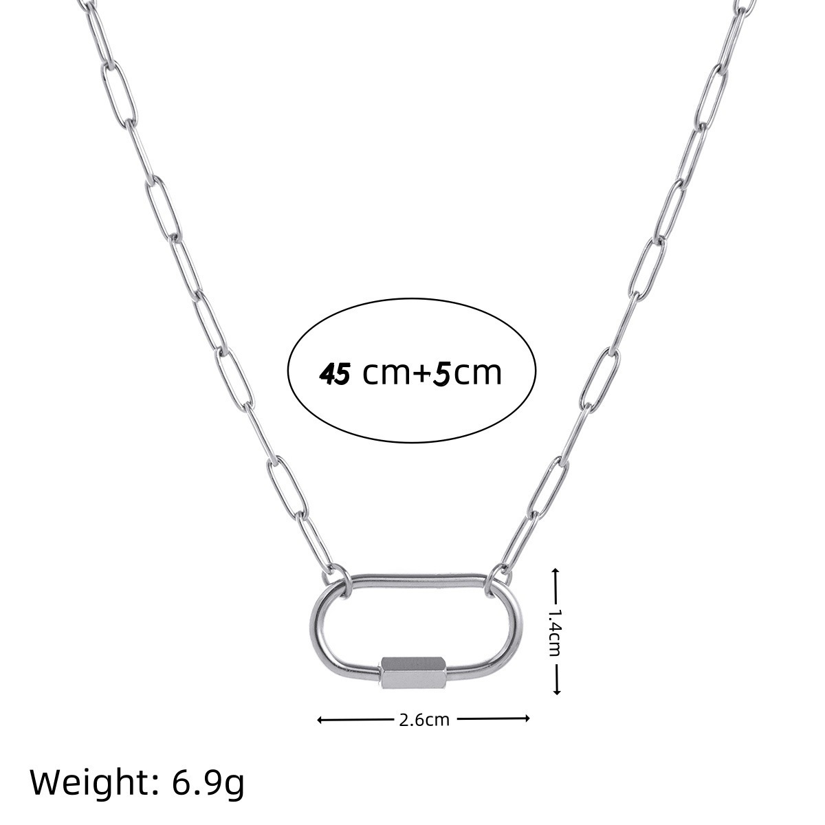 35 Paperclip large oval carabiner chain (steel col