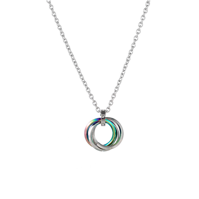 1:Ring cross chain necklace-colorful