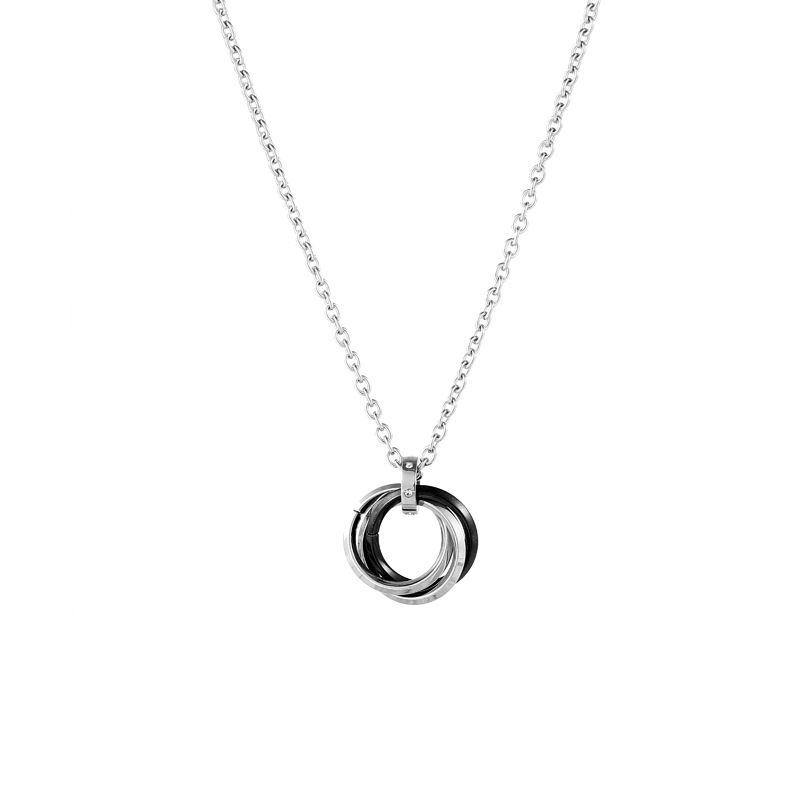2:Ring Cross Chain Necklace-Black