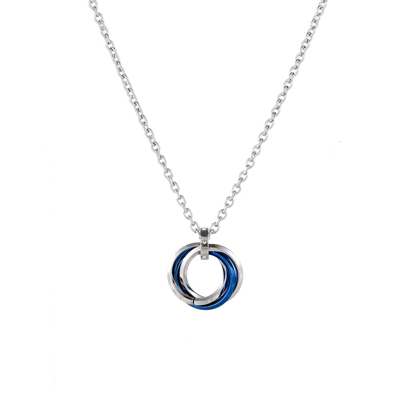 3:Ring Cross Chain Necklace-Blue