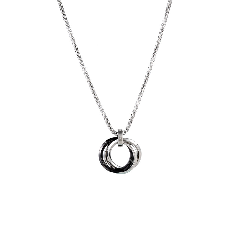 5:Ring Snake Bone Chain Necklace-Black