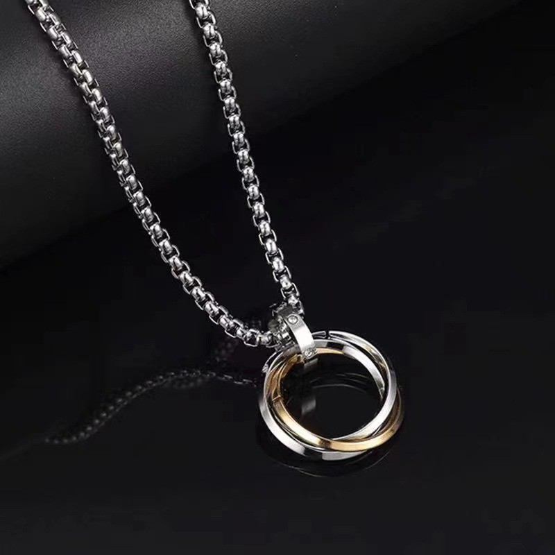8:Ring Cross Chain Necklace-Gold