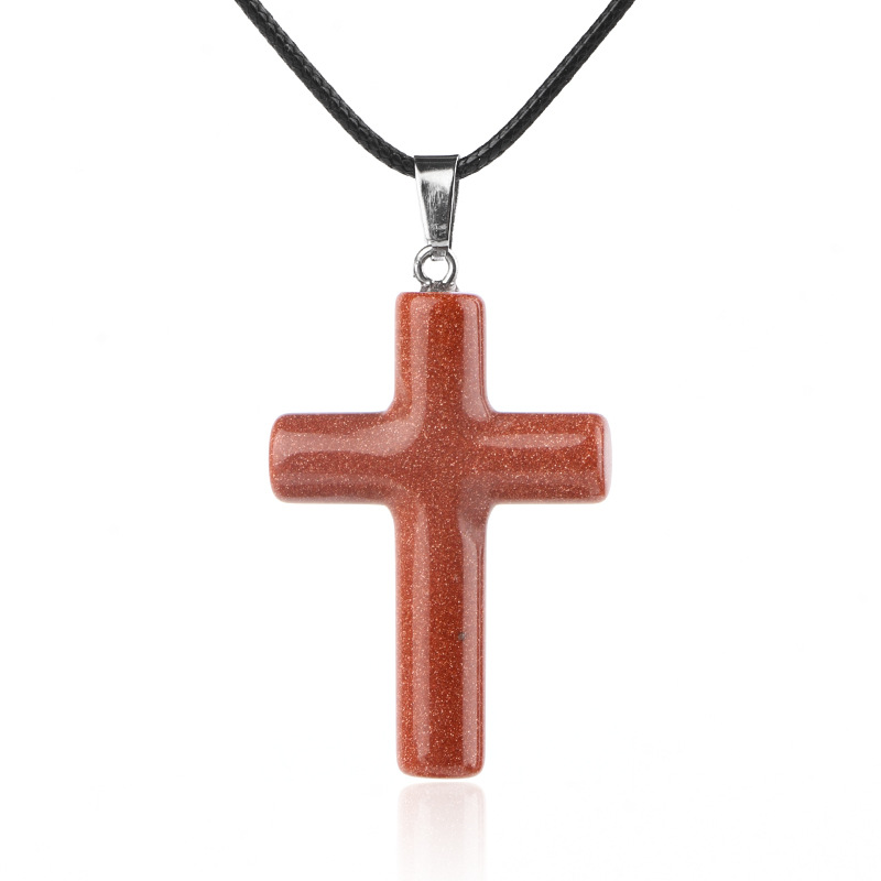 15:Gold sand stone (synthetic) (cross necklace)