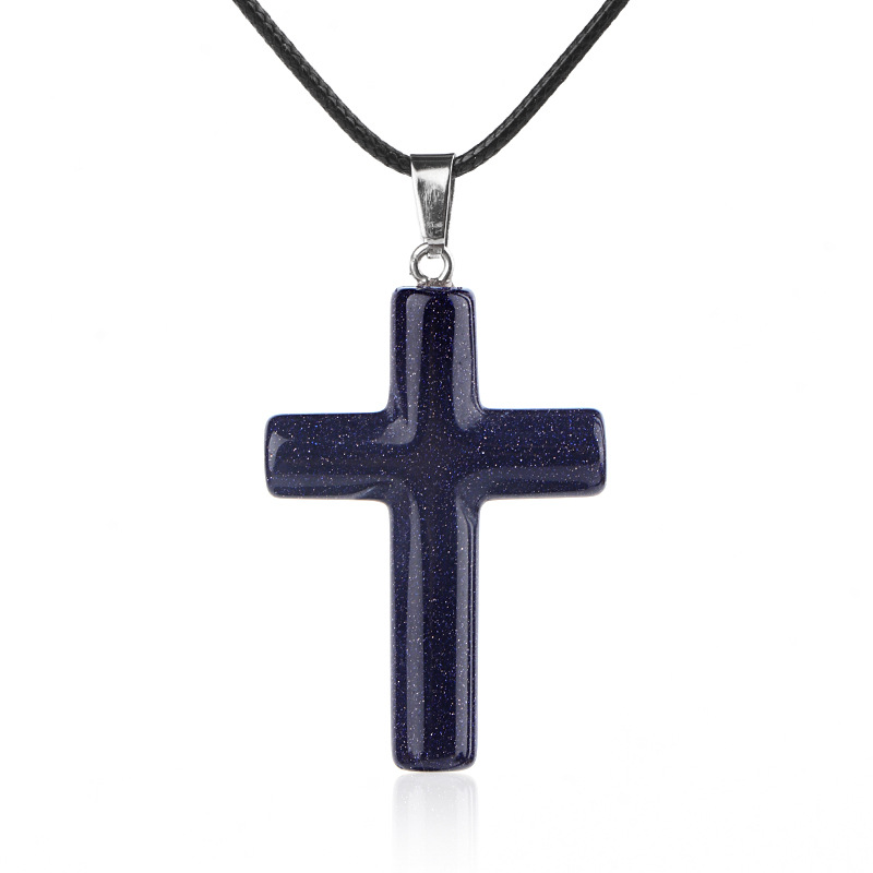 16:Blue sandstone (synthetic) (cross necklace)