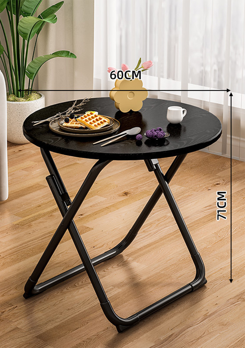 [folding and installation-free] 60 round table, stain-resistant black