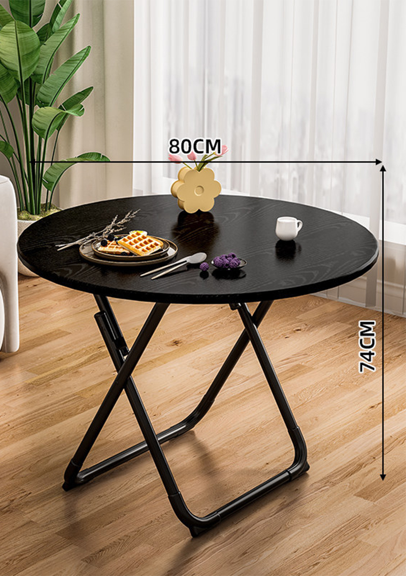 [folding and installation-free] 80 round table, stain-resistant black