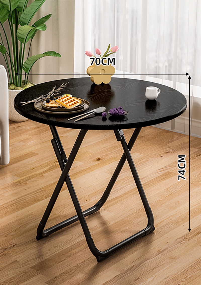 [folding and installation-free] 70 round table stain-resistant black