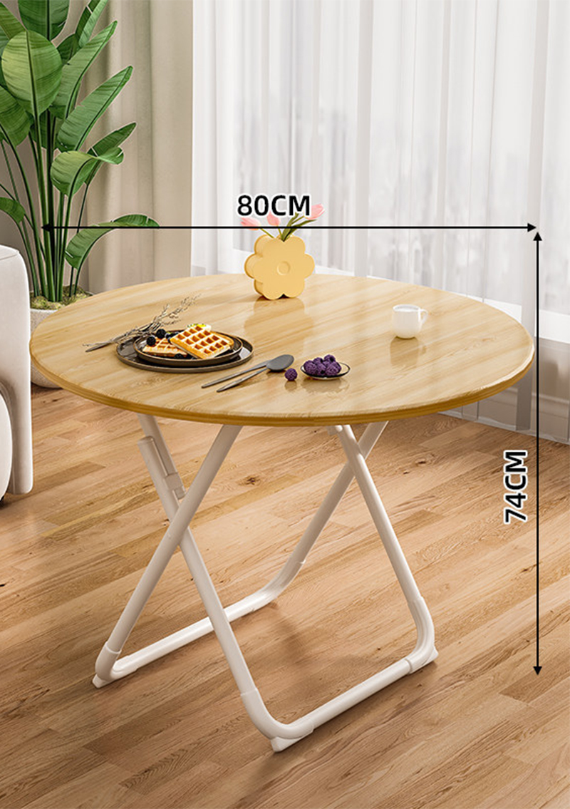 [folding and installation-free] 80 round table fresh wood
