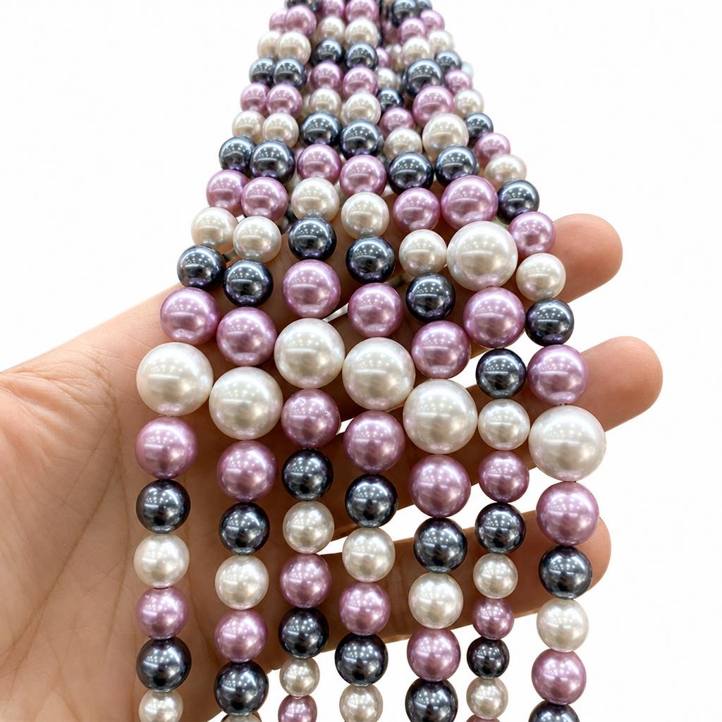 7:Silver and white mixed color shell tower chain