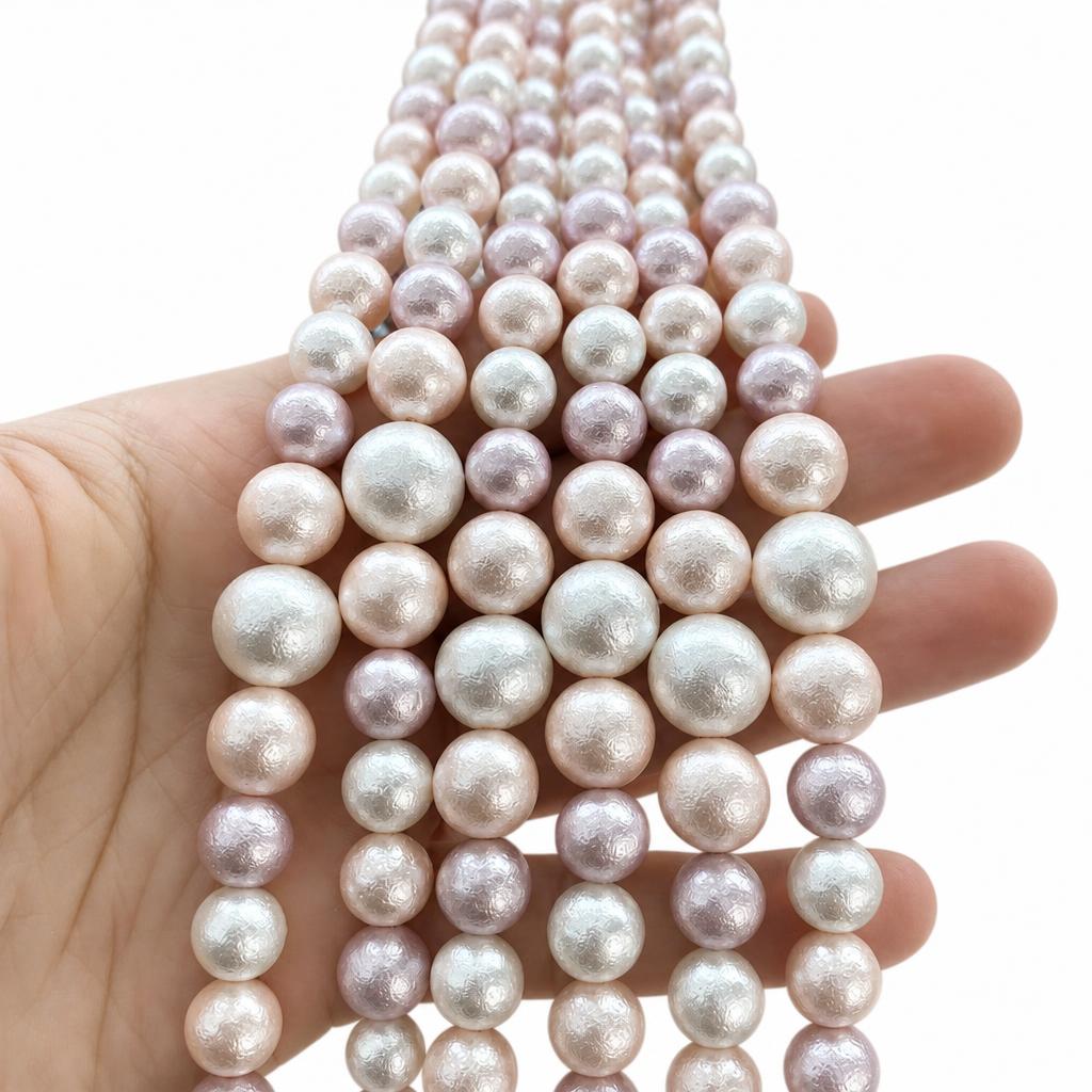 11:Jelly wrinkled leather mixed color shell bead tower chain