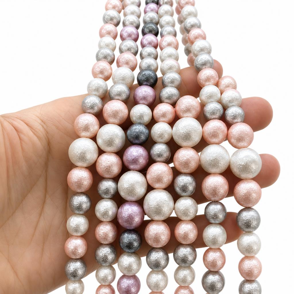 13:Colorful wrinkled leather mixed color shell bead tower chain